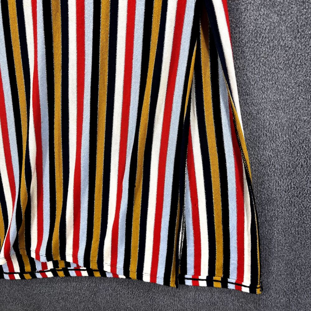 ZARA Dress Woman Medium Striped Stretch Knit Blue Red Collection round neck - Picture 9 of 15